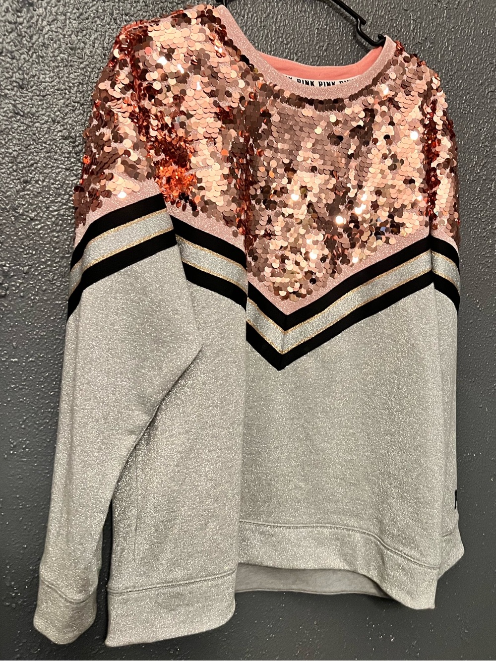 Victoria's Secret Rose Gold Sequin Chevron Sweatshirt